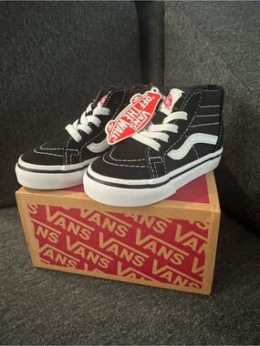 Vans Black and White High-Top Kids Sneakers